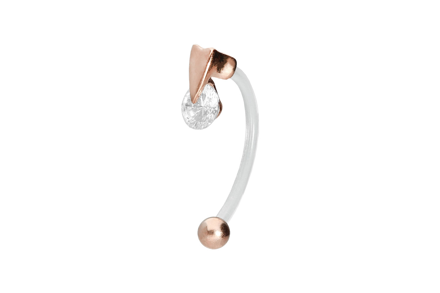PMFK Bananabell Piercing mit Chirurgenstahl-Design HERZ + KRISTALL